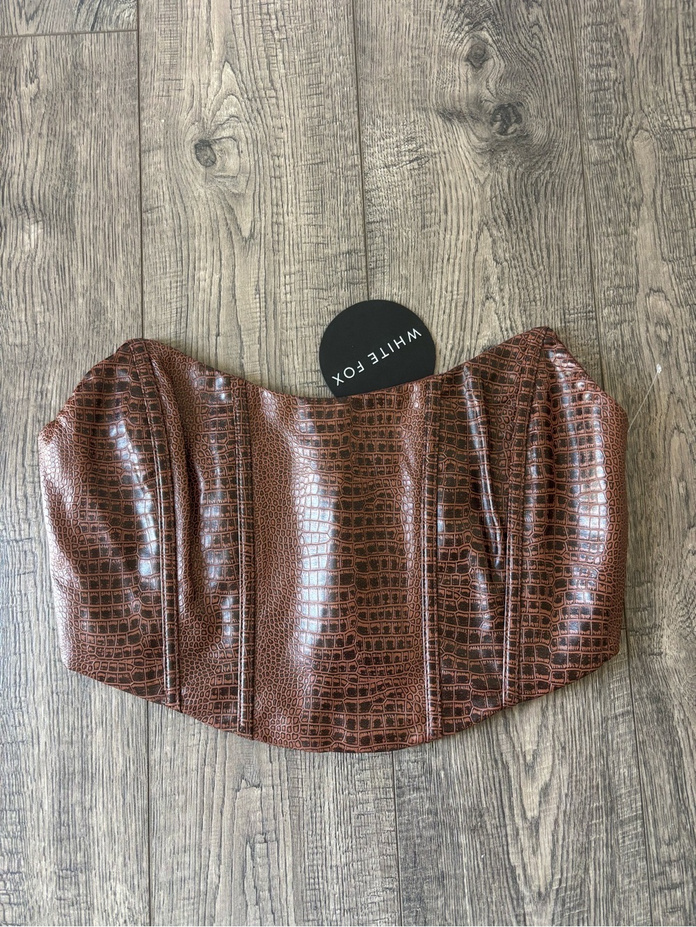 White Fox Boutique playing the game bustiers Brown Croc-Texture Bustier
